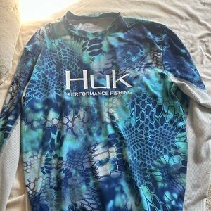 Huk Performance Fishing Shirt in Blue and Green